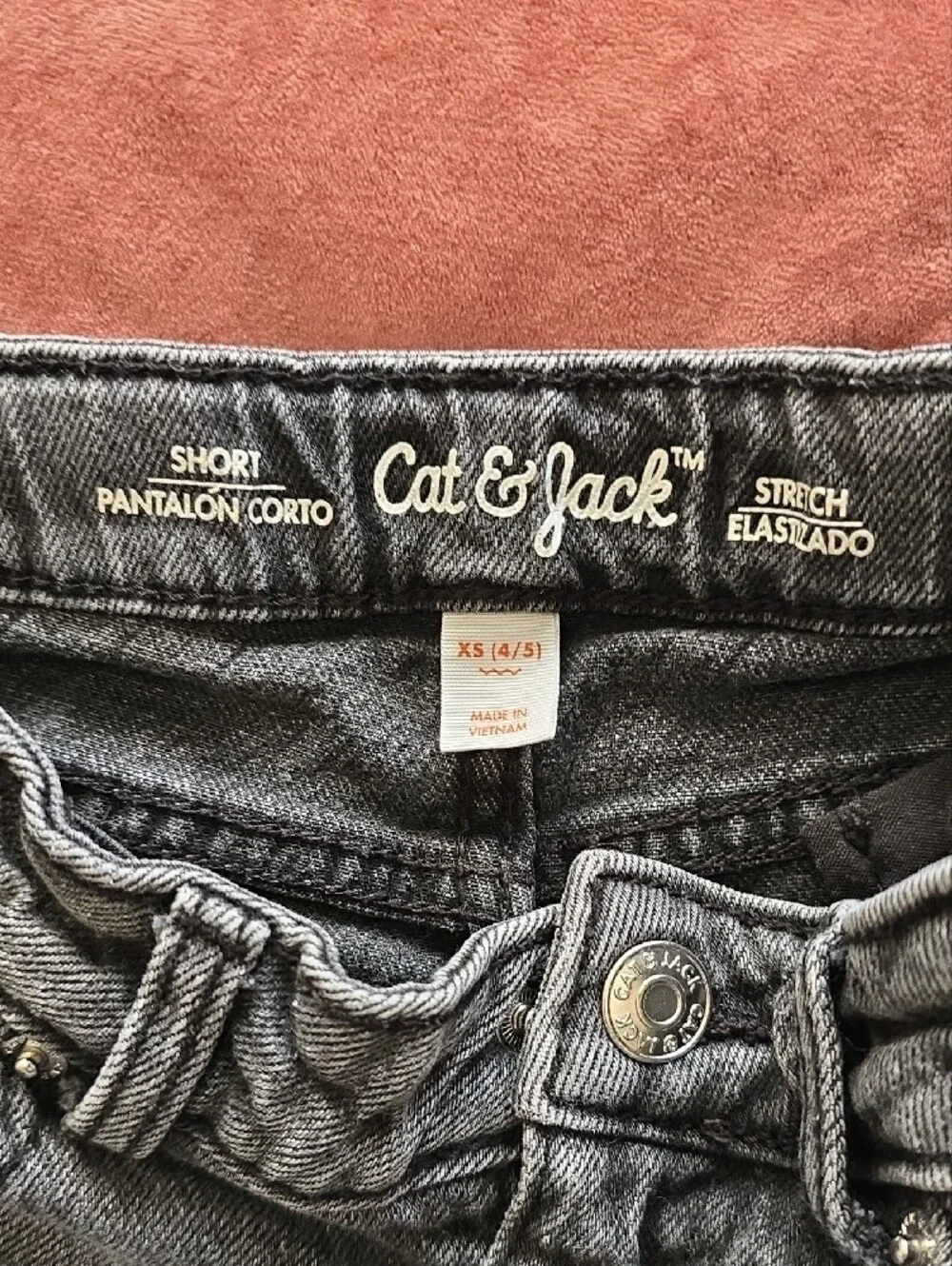 Cat & Jack Gray Denim Shorts with Floral Pocket Embroidery